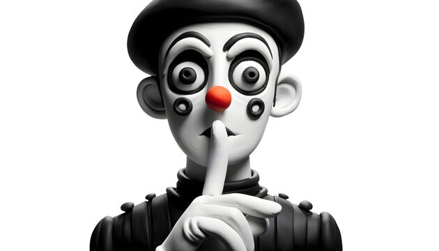 Personnage en p&acirc;te &agrave; modeler : Mime qui fait silence