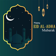 eid mubarak background simple the moon with ornament stars