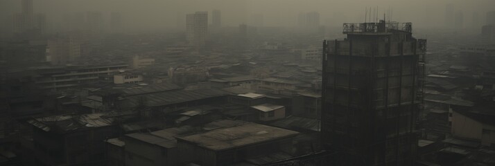 Dark, foggy, desolate city - obrazy, fototapety, plakaty