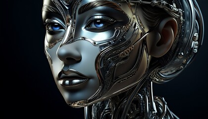 cybernetically enhanced woman - obrazy, fototapety, plakaty