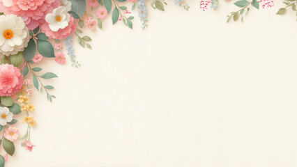 Floral background with romantic flowers, Mother's day background with copy space