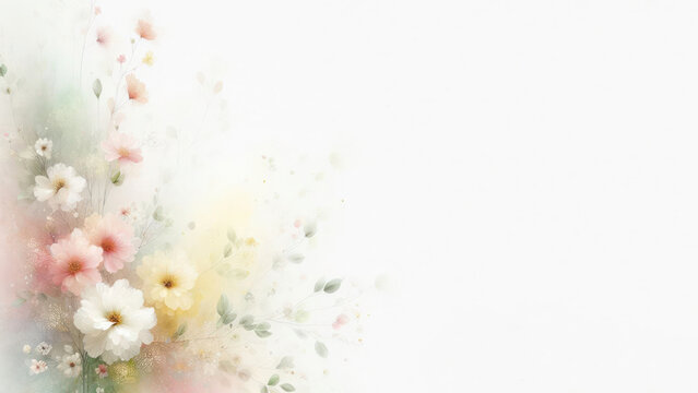 Floral background with romantic flowers, Mother's day background with copy space