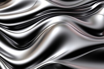 Chrome or mercury contrast black and white fluid wave texture with volumetric effect