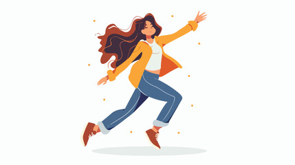 Of A Girl Dancing on Floor on white background flat