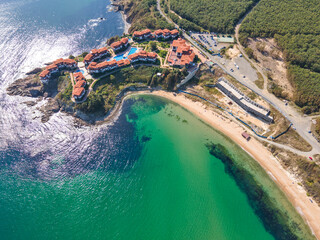 Aerial view of The Driver Beach near resort of Dyuni, Bulgaria - obrazy, fototapety, plakaty