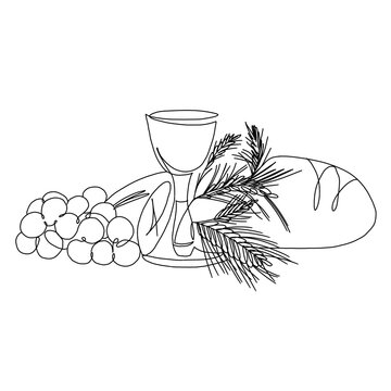 line art communion bread grapes wine clip art preview