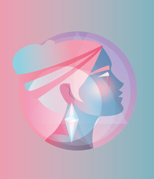 Portrait of a woman in a geometrical structure