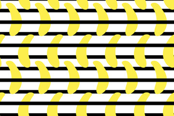 Lines, stripes and bananas fruit stylish fashion trend. Seamless vector pattern for design and decoration.