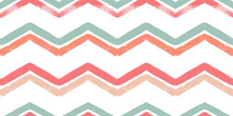 Watercolor zigzag stripes seamless vector pattern, Christmas decor background. Abstract chevron lines, striped pastel lines print.