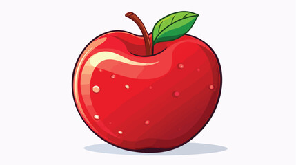 Red apple fruit fresh icon flat cartoon vactor illu