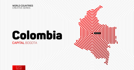 Abstract map of Colombia with red hexagon lines