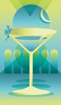 Cocktail glass in a geometrical structure