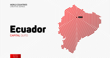 Abstract map of Ecuador with red hexagon lines