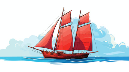 Sailboat ship symbol flat cartoon vactor illustrati