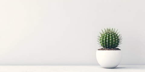 Cactus plant on light white background.AI Generative
