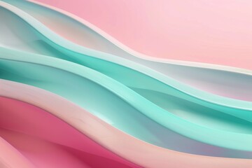 A Symphony of Soft Pastel Waves Dancing in a Turquoise and Pink Embrace – 79 characters