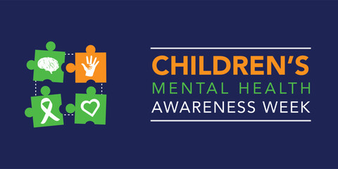 Vector illustration on the theme of National Children's Mental health awareness Week observed in Month of February, seeks to raise awareness about the importance of children's mental health.