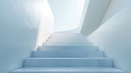 White staircase with angular design leading upwards