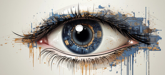 Oil paint eye pupil - obrazy, fototapety, plakaty