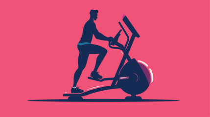 Silhouette elliptical walker trainer machine gym fl - obrazy, fototapety, plakaty