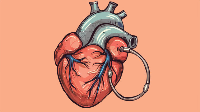 Sketch heart health care love symbol flat cartoon v