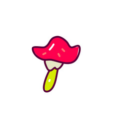 Red mushroom doodle in white isolated