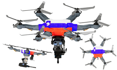Fleet of Drones Adorned with Slovenia Flag Colors Displayed on Black