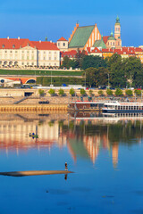 Cityscape - view of the Royal Castle and the Old Town from the Vistula River in the historical center of Warsaw, Poland