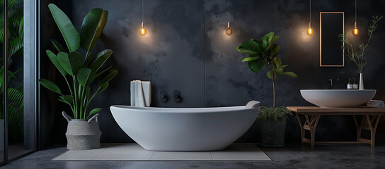 an elegant bathroom with bathtub 