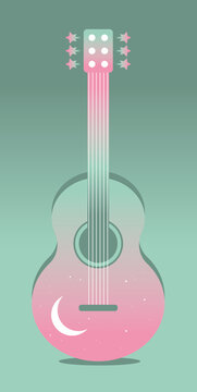 Guitar with moon motif