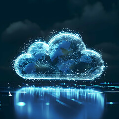 A cloud with raindrops floating from it. This image can be used to depict weather conditions, rainfall, precipitation, or the concept of a rainy day