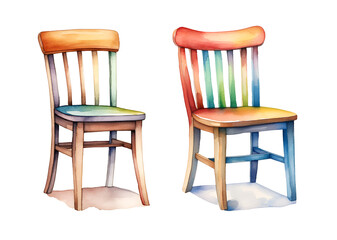 Chair, watercolor clipart illustration with isolated background.