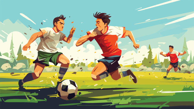 Soccer sport game cartoons flat cartoon vactor illu
