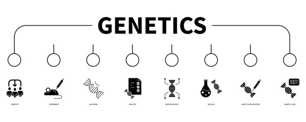 Genetics banner web icon vector illustration concept - obrazy, fototapety, plakaty