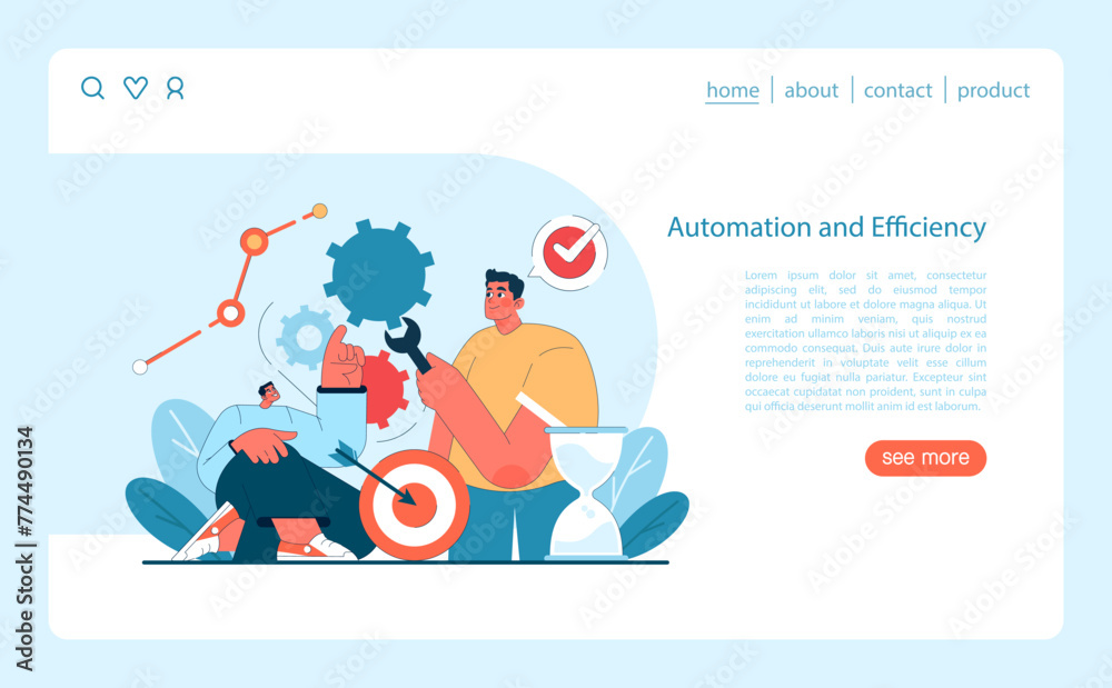 Poster optimizing workflow with automation. a vibrant portrayal of efficiency