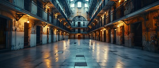 Photo of Kilmainham Gaol in Dublin Ireland. Concept Dublin, Ireland, Kilmainham Gaol, historical landmark, prison, architecture - obrazy, fototapety, plakaty