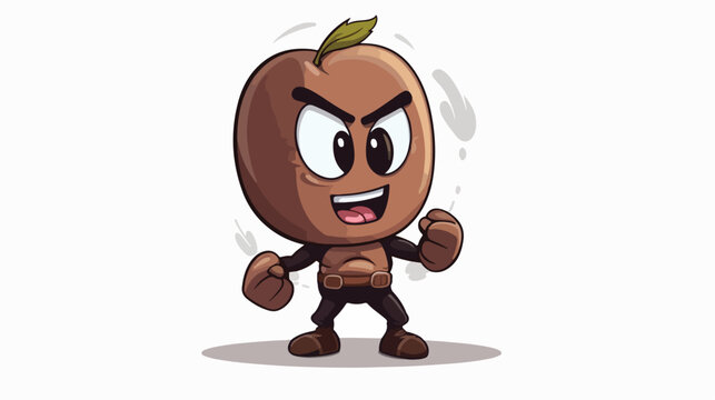 The MMA fighter coffee bean mascot with a belt  cut