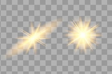 Vector Neon Light Effect. yellow glowing light explodes .Bright Star. Special line flare light effects for design and decor. Black background.