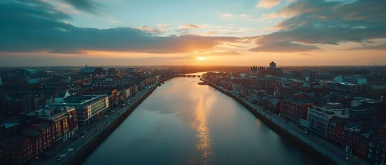 Capturing Dublin from an Aerial View with DJI Mavic Drone at  Meters Altitude. Concept Aerial Photography, Dublin Cityscape, DJI Mavic Drone, Elevated Views, Urban Landscapes