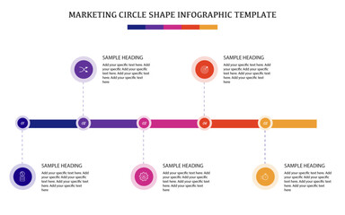 Circle shape business infographic template design, marketing infographic with hexagon design