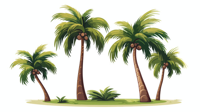 Tree palms isolated flat cartoon vactor illustratio