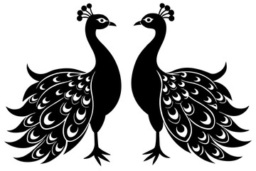 Beauty peacock vector silhouette illustration ,peacock tattoo design icon,logo and vector illustration