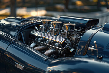 Fototapeta premium Each engine roars to life with a precision that defies imagination, echoing the heartbeat of automotive excellence.