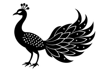 Beauty peacock vector silhouette illustration ,peacock tattoo design icon,logo and vector illustration