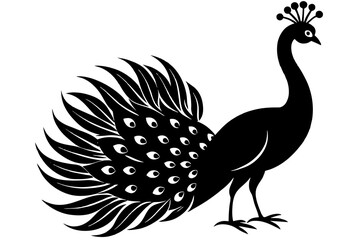 Beauty peacock vector silhouette illustration ,peacock tattoo design icon,logo and vector illustration