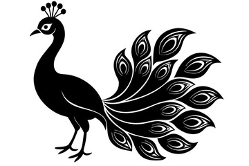 Beauty peacock vector silhouette illustration ,peacock tattoo design icon,logo and vector illustration