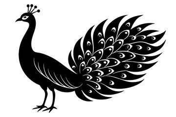Fototapeta na wymiar Beauty peacock vector silhouette illustration ,peacock tattoo design icon,logo and vector illustration