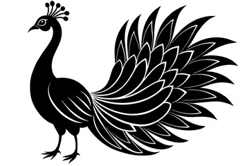 Beauty peacock vector silhouette illustration ,peacock tattoo design icon,logo and vector illustration