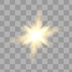 Vector Neon Light Effect. yellow glowing light explodes .Bright Star. Special line flare light effects for design and decor. Black background.