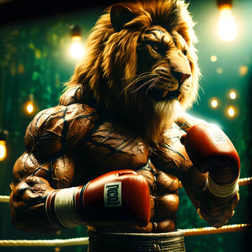 boxing lion